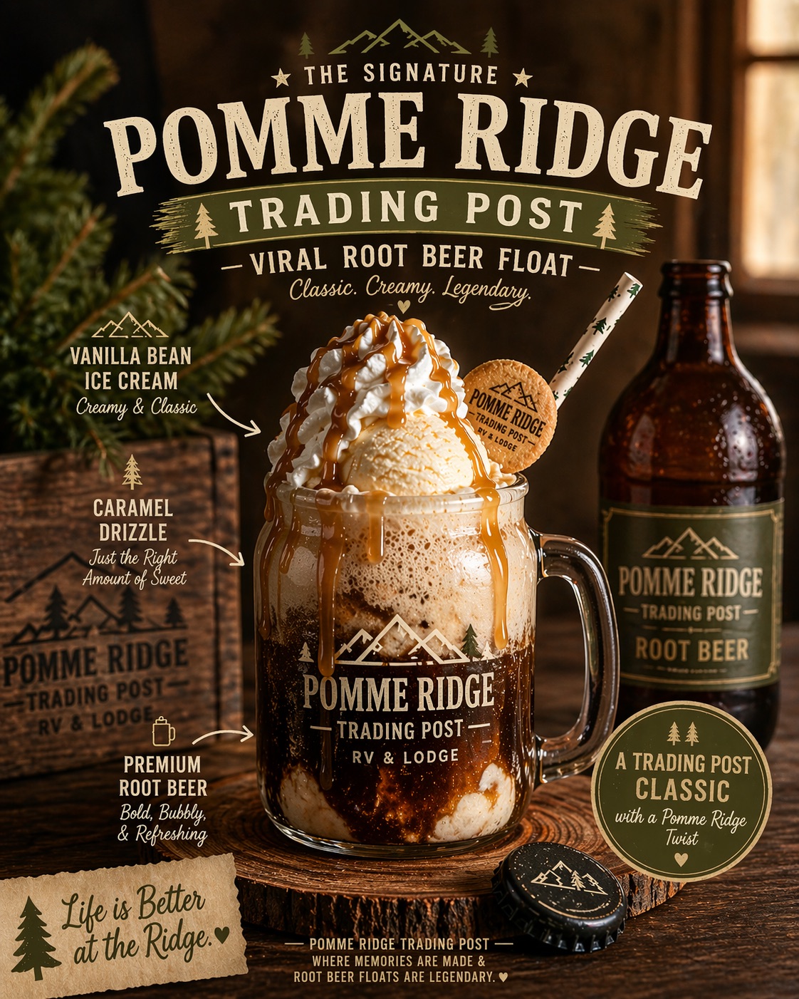 Pomme Ridge Trading Post viral root beer float poster